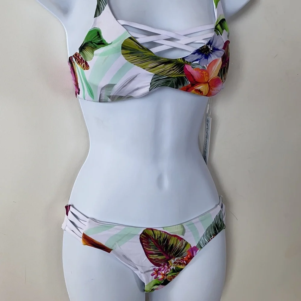 TiniBikini‎ Floral print + white Reversible, Size S